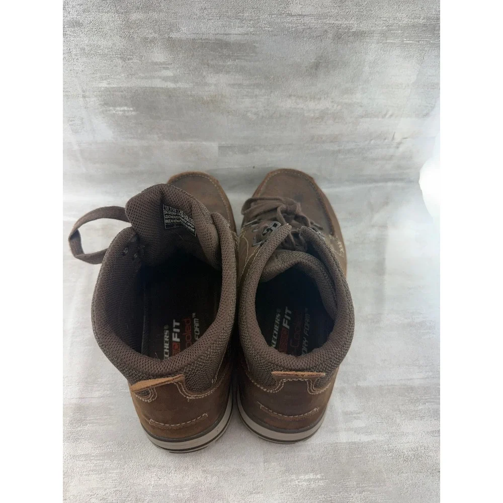 Skechers Men Classic Fit 65169 Chocolate Brown Leather Moc Toe Boots Size 11